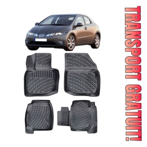 Honda Civic hatckback VIII 2005-2011 Set 4 covorase auto din cauciuc tip tavita premium line 3D