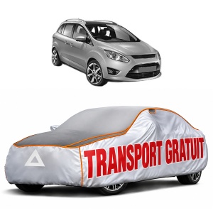 Husa Prelata Antigrindina Auto FORD C-MAX II (DXA/CB7, DXA/CEU) din 2010-2019, Protectie auto contra intemperiilor la grindina, Waterproof, 4x Stickere auto FORD