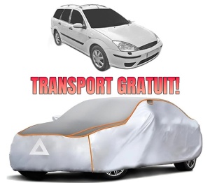 Husa Prelata Antigrindina Auto FORD FOCUS I Estate Van (DNW) din 1998-2005, Protectie auto contra intemperiilor la grindina, Waterproof, 4x Stickere auto FORD