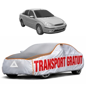 Husa Prelata Antigrindina Auto FORD FOCUS I Saloon (DFW) din 1999-2005, Protectie auto contra intemperiilor la grindina, Waterproof, 4x Stickere auto FORD