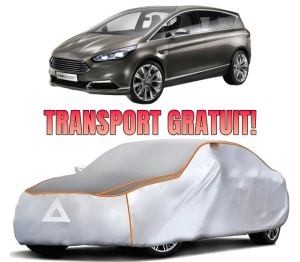 Husa Prelata Antigrindina Auto FORD S-MAX (CJ, WA6) din 2015-2021, Protectie auto contra intemperiilor la grindina, Waterproof, 4x Stickere auto FORD