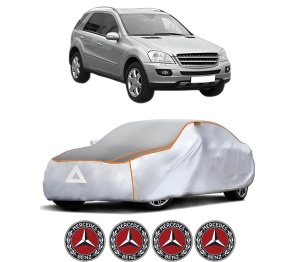 Husa Prelata Antigrindina Auto MERCEDES-BENZ M-CLASS (W164) din 2005-2011, Protectie auto contra intemperiilor la grindina, Waterproof, 4x Stickere auto MERCEDES-BENZ - Img 2