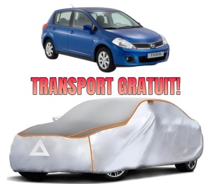 Husa Prelata Antigrindina Auto NISSAN TIIDA Hatchback (C11) din 2004-2013, Protectie auto contra intemperiilor la grindina, Waterproof, 4x Stickere auto NISSAN