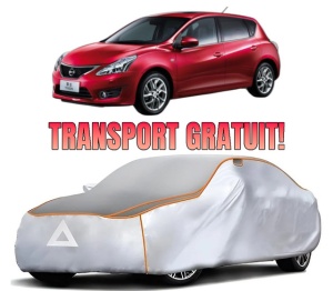 Husa Prelata Antigrindina Auto NISSAN TIIDA Hatchback (C12) din 2013, Protectie auto contra intemperiilor la grindina, Waterproof, 4x Stickere auto NISSAN