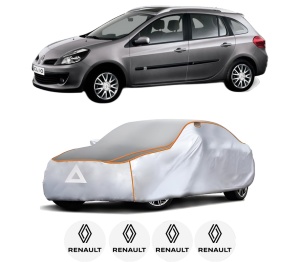 Husa Prelata Antigrindina Auto RENAULT CLIO III Grandtour (KR0/1_) din 2007-2014, Protectie auto contra intemperiilor la grindina, Waterproof, 4x Stickere auto RENAULT - Img 2