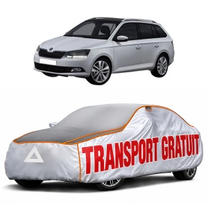 Husa Prelata Antigrindina Auto SKODA FABIA III Estate (NJ5) din 2014-2022, Protectie auto contra intemperiilor la grindina, Waterproof, 4x Stickere auto SKODA
