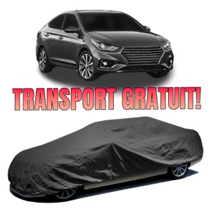 Husa prelata auto pentru HYUNDAI ACCENT V Saloon (HC) 2018, culoare negru, material textil impermeabil, rezistanta la intemperii praf UV, CARPASSION Husa Protectie