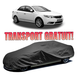 Husa prelata auto pentru KIA CERATO II Saloon (TD) 2009 - 2014, culoare negru, material textil impermeabil, rezistanta la intemperii praf UV, CARPASSION Husa Protectie