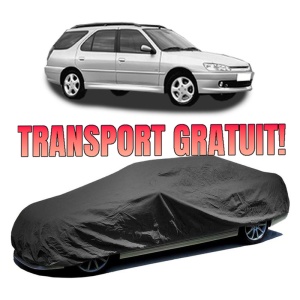 Husa prelata auto pentru PEUGEOT 306 Break (7E, N3, N5) 1997 - 2002, culoare negru, material textil impermeabil, rezistanta la intemperii praf UV, CARPASSION Husa Protectie