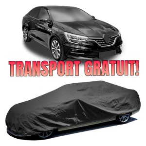 Husa prelata auto pentru RENAULT MEGANE IV Saloon 2016, culoare negru, material textil impermeabil, rezistanta la intemperii praf UV, CARPASSION Husa Protectie