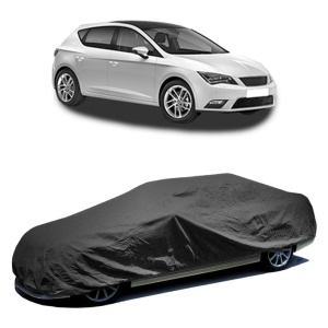 Husa prelata auto pentru SEAT LEON (5F1) 2012 - 2020, culoare negru, material textil impermeabil, rezistanta la intemperii praf UV, CARPASSION Husa Protectie - Img 2