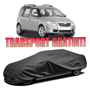 Husa prelata auto pentru SKODA ROOMSTER (5J7) 2006 - 2015, culoare negru, material textil impermeabil, rezistanta la intemperii praf UV, CARPASSION Husa Protectie