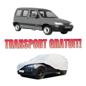 Husa tip prelata auto CITROEN BERLINGO / BERLINGO FIRST MPV (MF_, GJK_, GFK_) din 1996-2011, Culoare Gri, material textil impermeabil, rezistanta la intemperii praf UV, CARPASSION Husa Protectie, 4 Stickere auto cu CITROEN