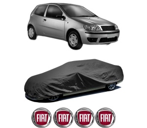 Husa tip prelata auto FIAT PUNTO (188_) din 1999-2012, Culoare Negru, material textil impermeabil, rezistanta la intemperii praf UV, CARPASSION Husa Protectie, 4 Stickere auto cu FIAT - Img 2