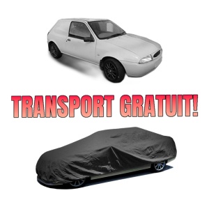 Husa tip prelata auto FORD FIESTA Hatchback Van (JV_) din 1998-2003, Culoare Negru, material textil impermeabil, rezistanta la intemperii praf UV, CARPASSION Husa Protectie, 4 Stickere auto cu FORD