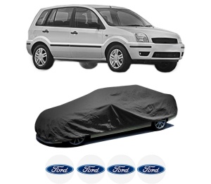 Husa tip prelata auto FORD FUSION (JU_) din 2002-2012, Culoare Negru, material textil impermeabil, rezistanta la intemperii praf UV, CARPASSION Husa Protectie, 4 Stickere auto cu FORD - Img 2