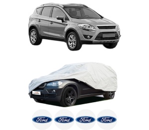 Husa tip prelata auto FORD KUGA I din 2008-2012, Culoare Gri, material textil impermeabil, rezistanta la intemperii praf UV, CARPASSION Husa Protectie, 4 Stickere auto cu FORD - Img 2