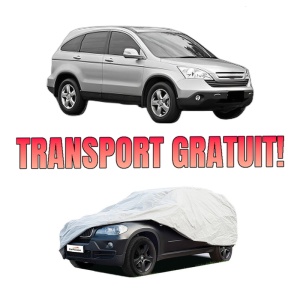 Husa tip prelata auto HONDA CR-V III (RE_) din 2006-2012, Culoare Gri, material textil impermeabil, rezistanta la intemperii praf UV, CARPASSION Husa Protectie, 4 Stickere auto cu HONDA