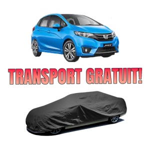 Husa tip prelata auto HONDA JAZZ IV (GK_) din 2015, Culoare Negru, material textil impermeabil, rezistanta la intemperii praf UV, CARPASSION Husa Protectie, 4 Stickere auto cu HONDA