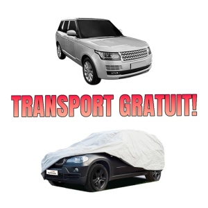 Husa tip prelata auto LAND ROVER RANGE ROVER IV (L405) din 2012-2021, Culoare Gri, material textil impermeabil, rezistanta la intemperii praf UV, CARPASSION Husa Protectie, 4 Stickere auto cu LAND ROVER