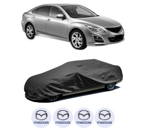 Husa tip prelata auto MAZDA 6 Saloon (GH) din 2007-2013, Culoare Negru, material textil impermeabil, rezistanta la intemperii praf UV, CARPASSION Husa Protectie, 4 Stickere auto cu MAZDA - Img 2