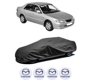 Husa tip prelata auto MAZDA 626 V (GF) din 1997-2002, Culoare Negru, material textil impermeabil, rezistanta la intemperii praf UV, CARPASSION Husa Protectie, 4 Stickere auto cu MAZDA - Img 2