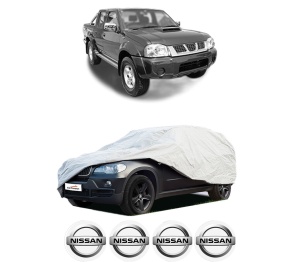 Husa tip prelata auto NISSAN NAVARA (D22) din 2001-2008, Culoare Gri, material textil impermeabil, rezistanta la intemperii praf UV, CARPASSION Husa Protectie, 4 Stickere auto cu NISSAN - Img 2