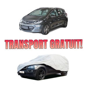 Husa tip prelata auto OPEL AMPERA-E (F17) din 2017-2019, Culoare Gri, material textil impermeabil, rezistanta la intemperii praf UV, CARPASSION Husa Protectie, 4 Stickere auto cu OPEL