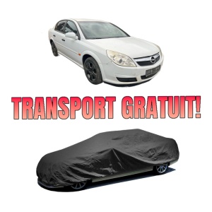Husa tip prelata auto OPEL VECTRA C (Z02) din 2002-2009, Culoare Negru, material textil impermeabil, rezistanta la intemperii praf UV, CARPASSION Husa Protectie, 4 Stickere auto cu OPEL