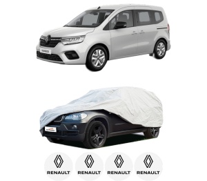 Husa tip prelata auto RENAULT KANGOO III Box Body/MPV din 2021-2022, Culoare Gri, material textil impermeabil, rezistanta la intemperii praf UV, CARPASSION Husa Protectie, 4 Stickere auto cu RENAULT - Img 2