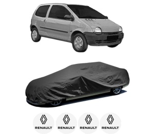 Husa tip prelata auto RENAULT TWINGO I Hatchback Van (S06_) din 1997-2012, Culoare Negru, material textil impermeabil, rezistanta la intemperii praf UV, CARPASSION Husa Protectie, 4 Stickere auto cu RENAULT - Img 2