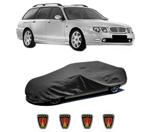 Husa tip prelata auto ROVER 75 I Tourer (RJ) din 2001-2005, Culoare Negru, material textil impermeabil, rezistanta la intemperii praf UV, CARPASSION Husa Protectie, 4 Stickere auto cu ROVER - Img 2