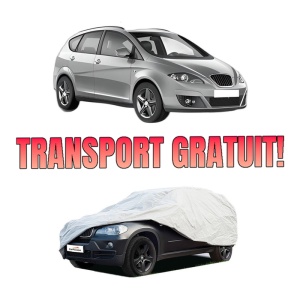 Husa tip prelata auto SEAT ALTEA XL (5P5, 5P8) din 2006-2015, Culoare Gri, material textil impermeabil, rezistanta la intemperii praf UV, CARPASSION Husa Protectie, 4 Stickere auto cu SEAT