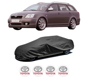 Husa tip prelata auto TOYOTA AVENSIS Estate (_T25_) din 2003-2008, Culoare Negru, material textil impermeabil, rezistanta la intemperii praf UV, CARPASSION Husa Protectie, 4 Stickere auto cu TOYOTA - Img 2