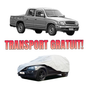 Husa tip prelata auto TOYOTA HILUX VI Pickup (_N1_) din 1997-2005, Culoare Gri, material textil impermeabil, rezistanta la intemperii praf UV, CARPASSION Husa Protectie, 4 Stickere auto cu TOYOTA