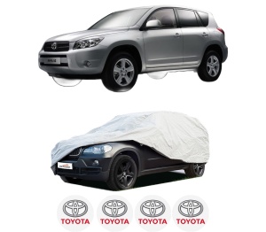 Husa tip prelata auto TOYOTA RAV 4 III (_A3_) din 2005-2013, Culoare Gri, material textil impermeabil, rezistanta la intemperii praf UV, CARPASSION Husa Protectie, 4 Stickere auto cu TOYOTA - Img 2