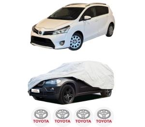 Husa tip prelata auto TOYOTA VERSO (_R2_) din 2009-2018, Culoare Gri, material textil impermeabil, rezistanta la intemperii praf UV, CARPASSION Husa Protectie, 4 Stickere auto cu TOYOTA - Img 2