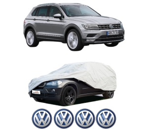Husa tip prelata auto Volskwagen TIGUAN SUV Van (AD1) din 2016-2020, Culoare Gri, material textil impermeabil, rezistanta la intemperii praf UV, CARPASSION Husa Protectie, 4 Stickere auto cu Volskwagen - Img 2