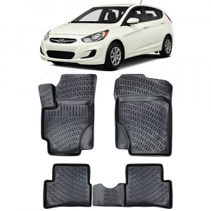 Hyundai Accent III 2005-2011 Set 4 covorase auto din cauciuc tip tavita premium line 3D accesorii pentru autoturismul tau - masina v243470