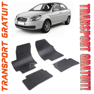 Hyundai Accent, Sedan, fabricat din 2006 - 2010, set covorase auto dedicate, din cauciuc 100% Premium