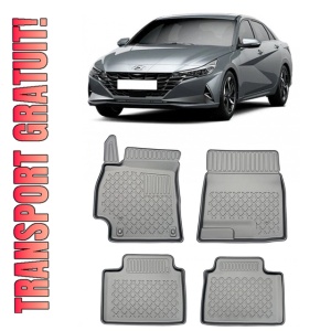 Hyundai Elantra VII Din 2021 - Prezent, Sedan , Set Covorase Auto Tip Tavita Premium 3D, din cauciuc