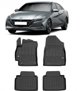 Hyundai Elantra VII, Din 2021 - Prezent , Set Covorase Auto Tip Tavita Premium 3D, din cauciuc accesorii pentru autoturismul tau - masina v169525