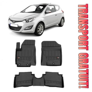 Hyundai I20 I Din 01.2009 - 11.2014, Hatchback , Set Covorase Auto Tip Tavita Premium 3D, din cauciuc