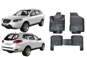 Hyundai Santa Fe II 2006-2012 Set 4 covorase auto din cauciuc tip tavita premium line 3D - Img 2