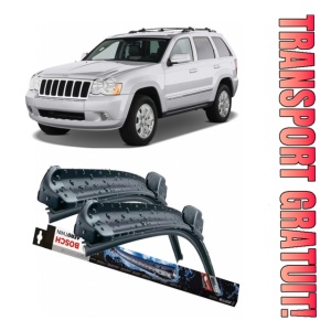 Jeep Grand Cherokee 3 III Set 2 stergatoare parbriz pentru parbriz compatibile cu Jeep Grand Cherokee 3 III fabricat in perioada 2005 - 2010, breloc Hella (52.5 cm / 52.5 cm)