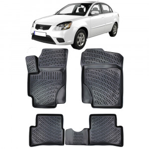 Kia Rio II 2005-2011 Set 4 covorase auto din cauciuc tip tavita premium line 3D accesorii pentru autoturismul tau - masina v242675