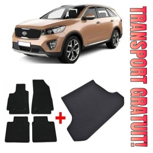 Kia Sorento III Suv din 02.2015 - 07.2020, Set Covorase + tavita portbagaj auto 5 Locuri *1