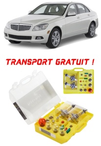 Kit trusa Set becuri H4 compatibila cu Mercedes-Benz C-Class W204 din 2007 - 2014 , bec far, semnalizare , pozitie, iluminare numar, frana, plafoniera, stop frana