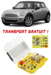 Kit trusa Set becuri H4 compatibila cu Mini Cooper R55 din 2007 - 2014 , bec far, semnalizare , pozitie, iluminare numar, frana, plafoniera, stop frana
