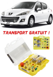 Kit trusa Set becuri H4 compatibila cu Peugeot 207 din 2006 - 2014 , bec far, semnalizare , pozitie, iluminare numar, frana, plafoniera, stop frana